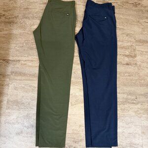 Travis Mathew Men Pants 34x30 - Navy Blue/Green Performance Golf Chino - 2 Pairs